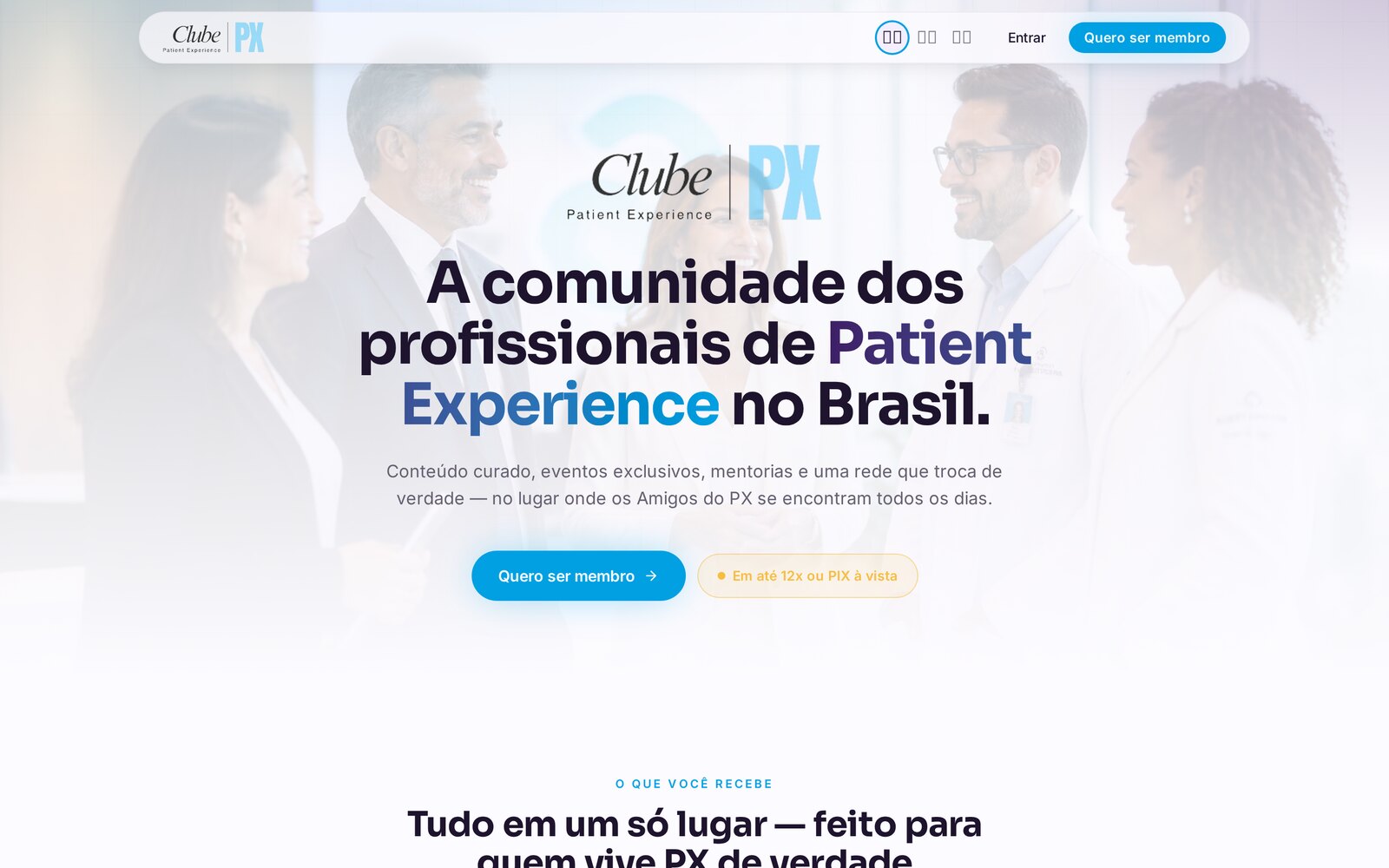 Clube PX — Home da comunidade e entrada de membros