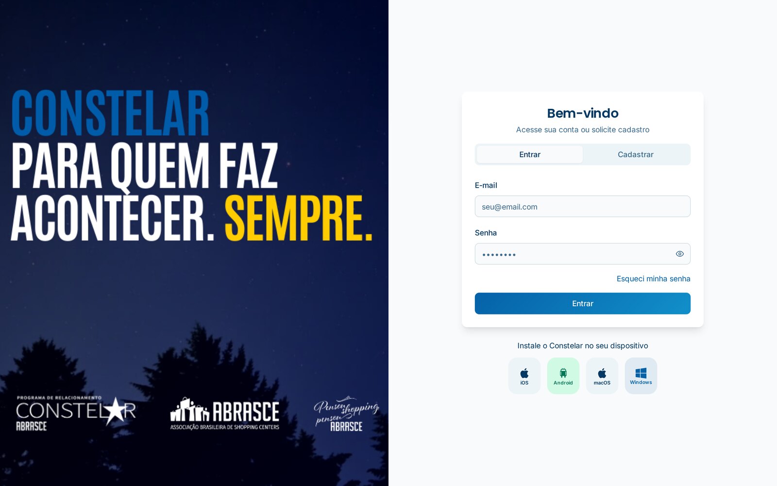 Constelar | Abrasce — Acesso do participante ao programa