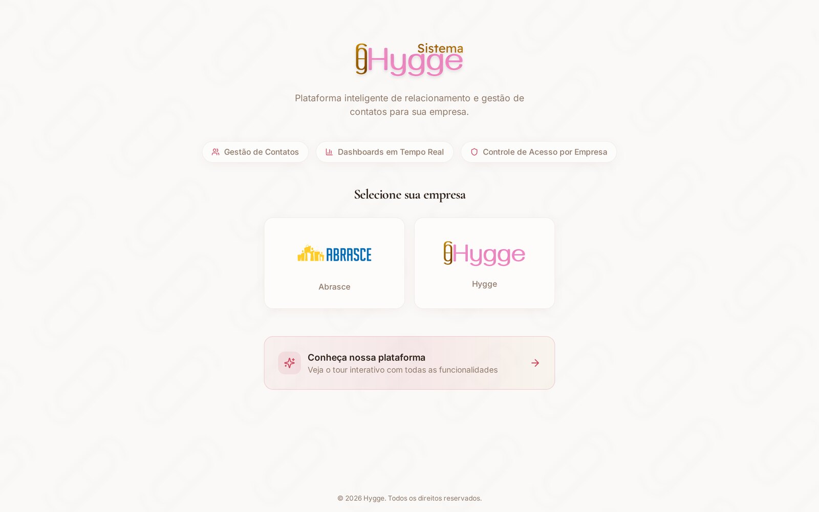 Registro de Contato | RSVP — Seleção de empresa e entrada no sistema